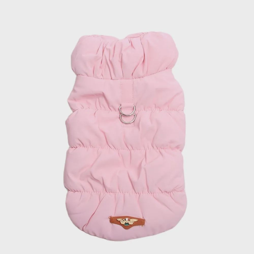 Pink Puffer with Emblem &amp; Harness Hooks, Size: Small