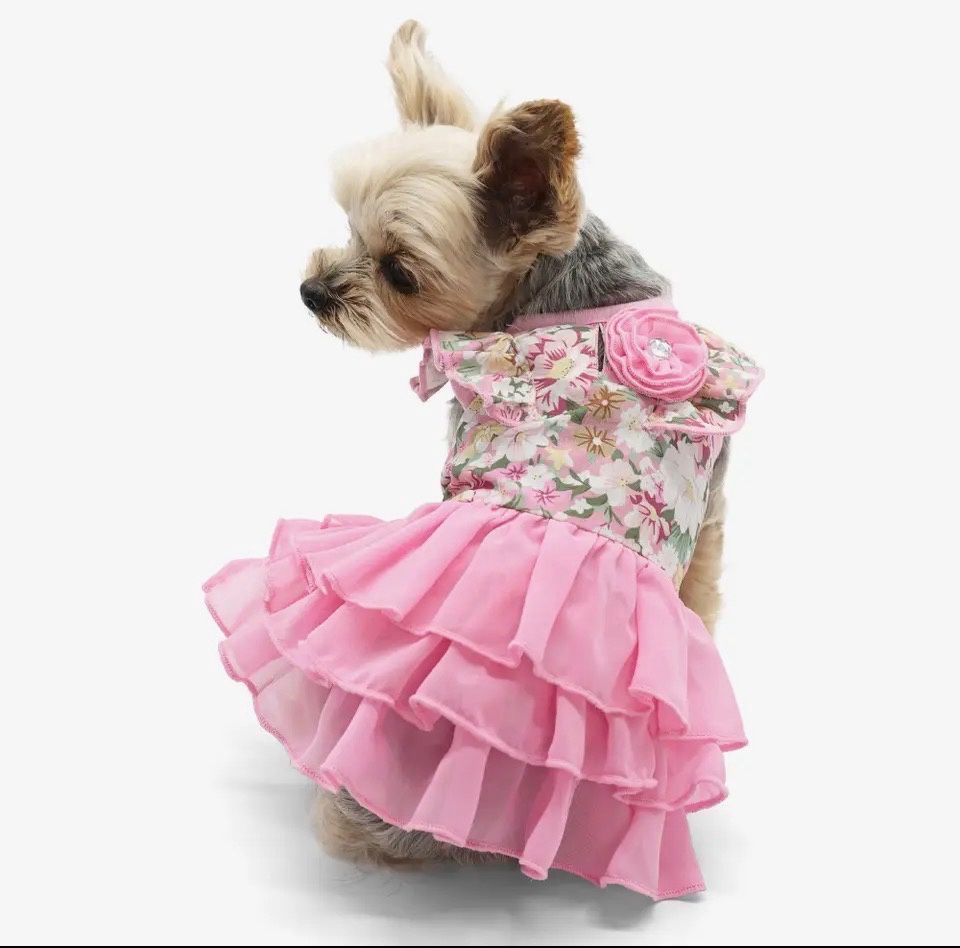 Pink floral dress Pink Ruffles, Size: Medium