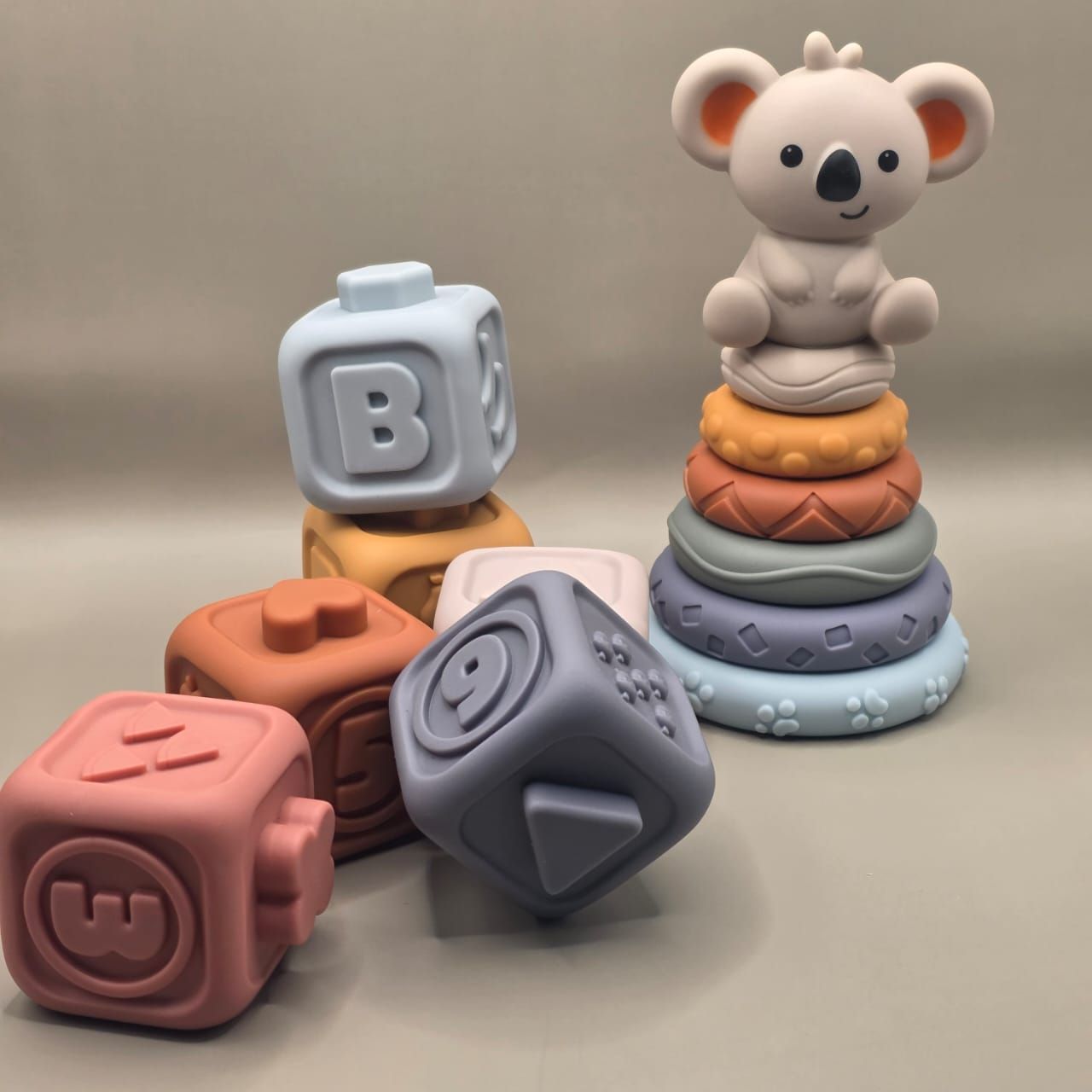 Koala Silicone stacking circles and Sensory blocks