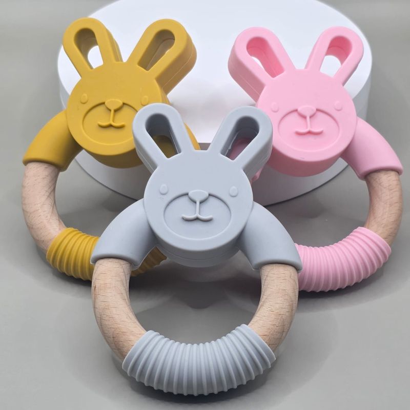 Silicone and beechwood teether Silicone and beechwood teether