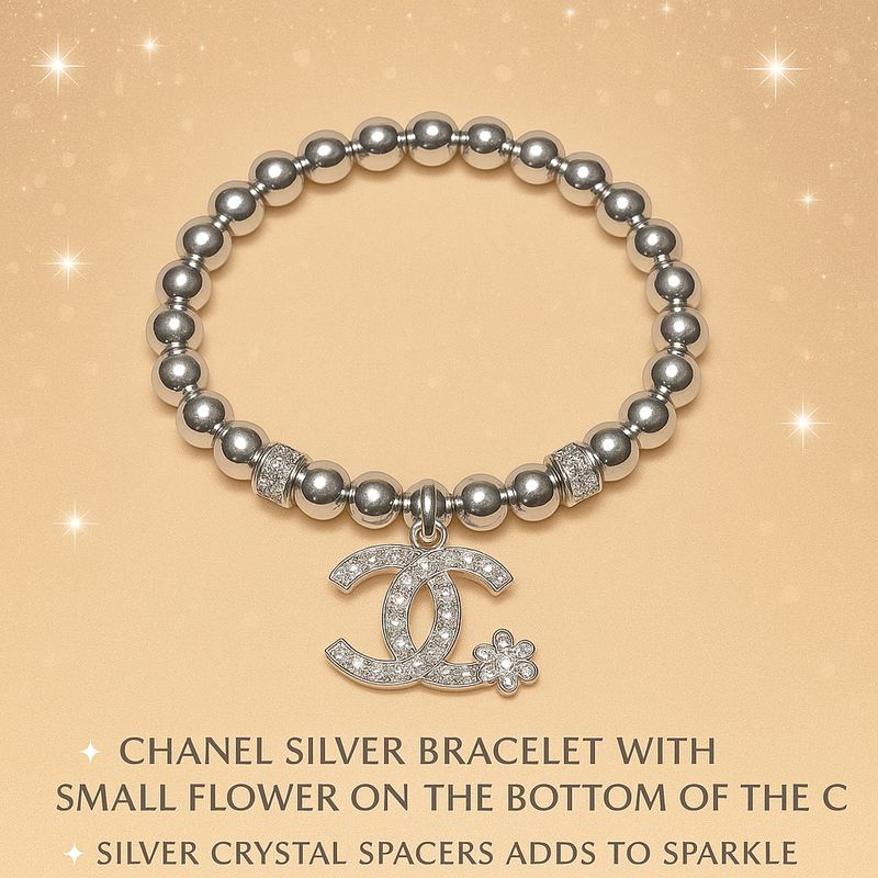 Chanel Silver Bracelet with Sparkle Flower