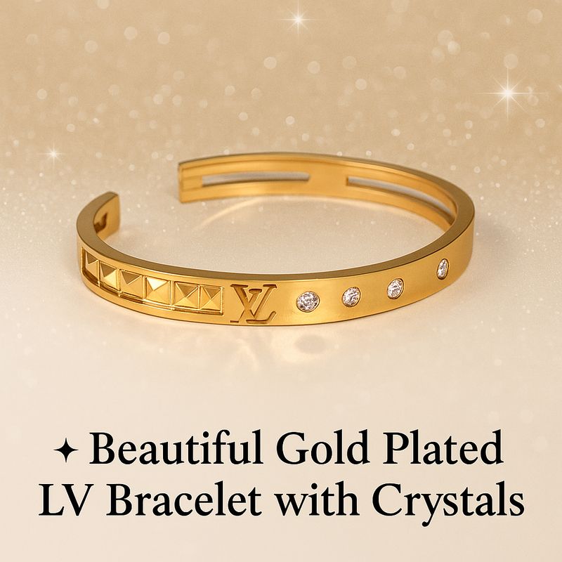 Gold-Plated Louis Vuitton Bracelet with Crystals