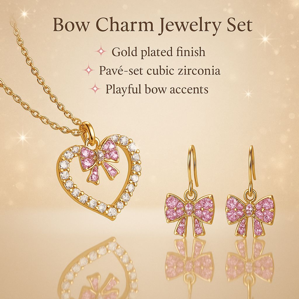 Bow Charm Jewelry Set Showcase