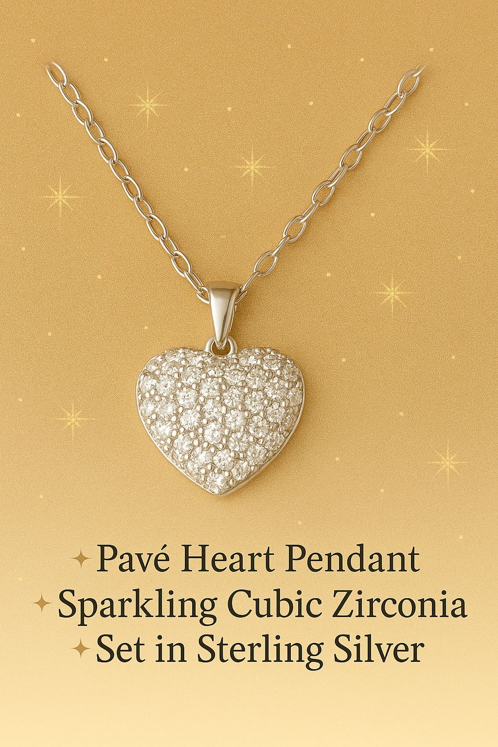 Elegant Pavé Heart Pendant Necklace