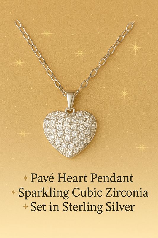 Elegant Pavé Heart Pendant Necklace