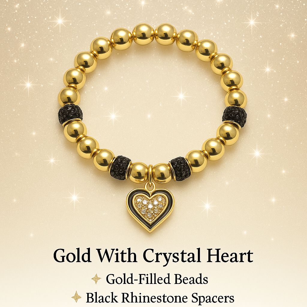 Golden Heart Bracelet with Crystal Sparkle