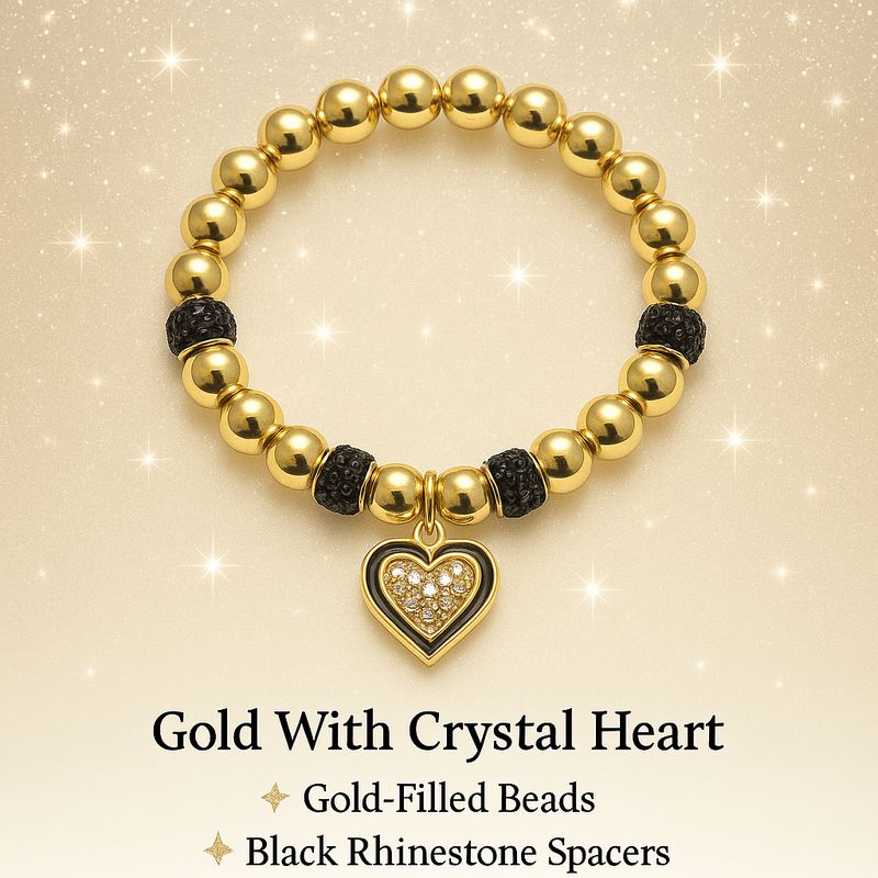 Golden Heart Bracelet with Crystal Sparkle