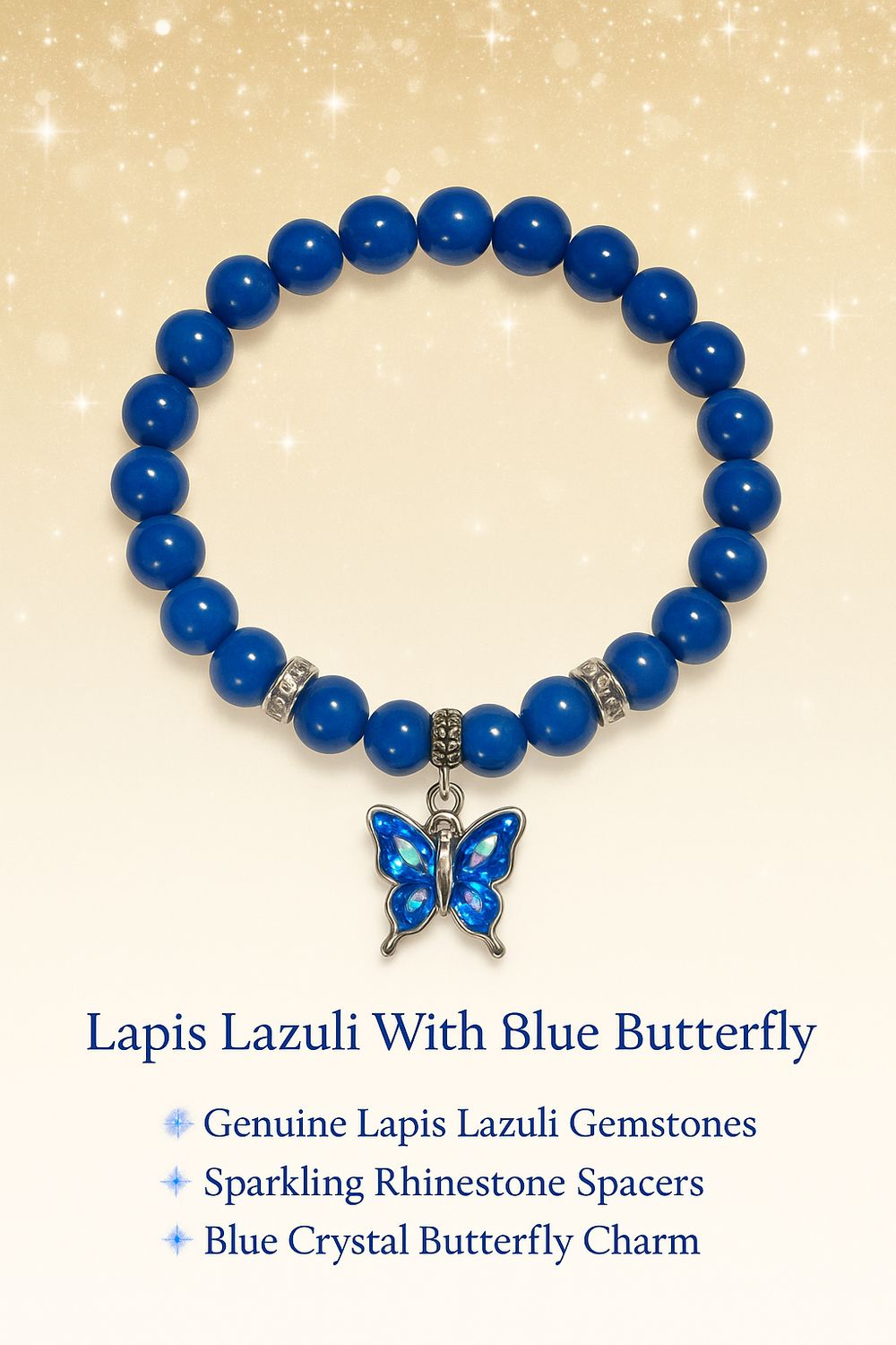 Lapis Lazuli Bracelet with Butterfly Charm