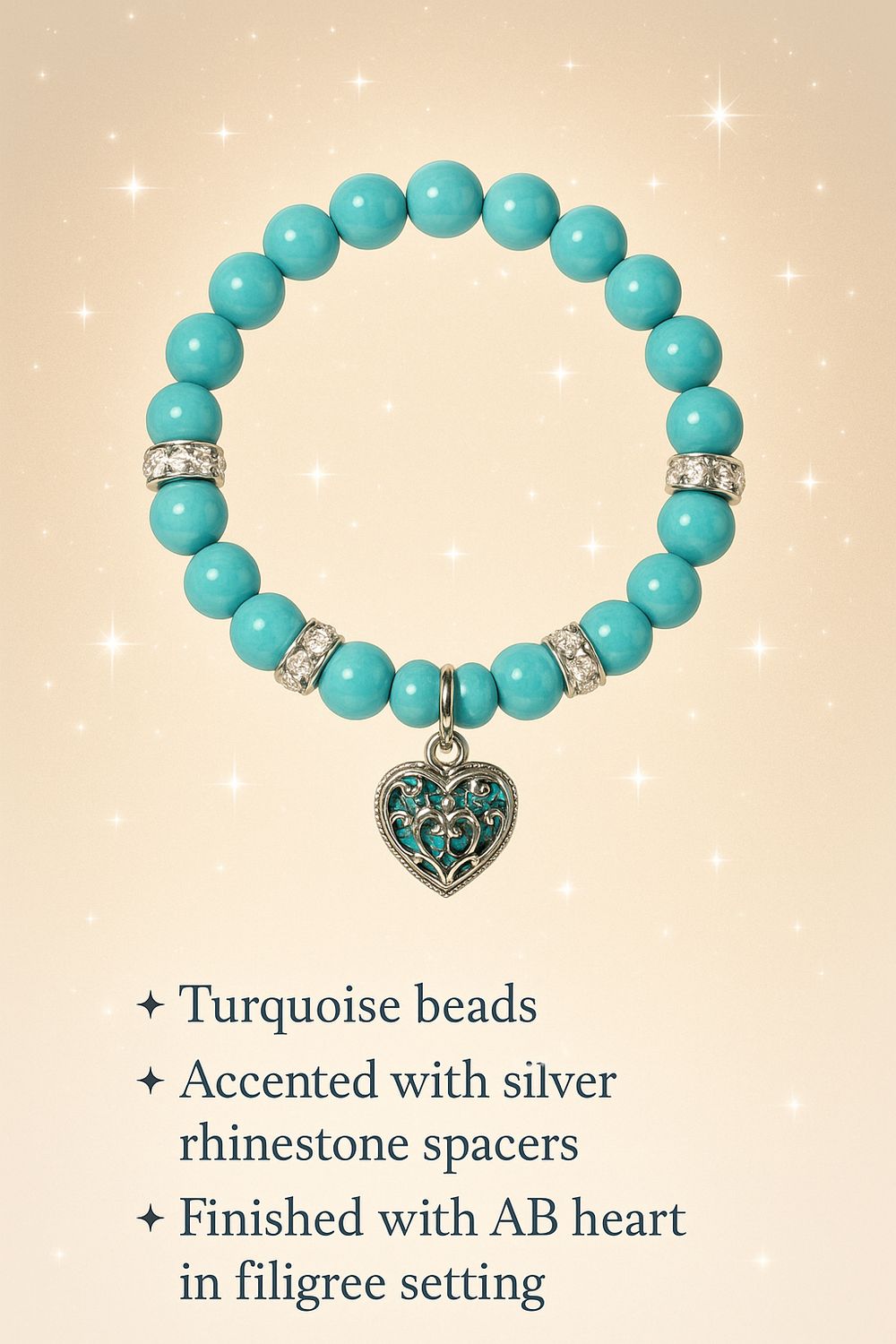 Turquoise Charm on Champagne Sparkle