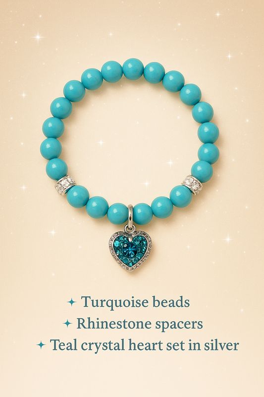 Elegant Turquoise Bracelet with Heart Pendant