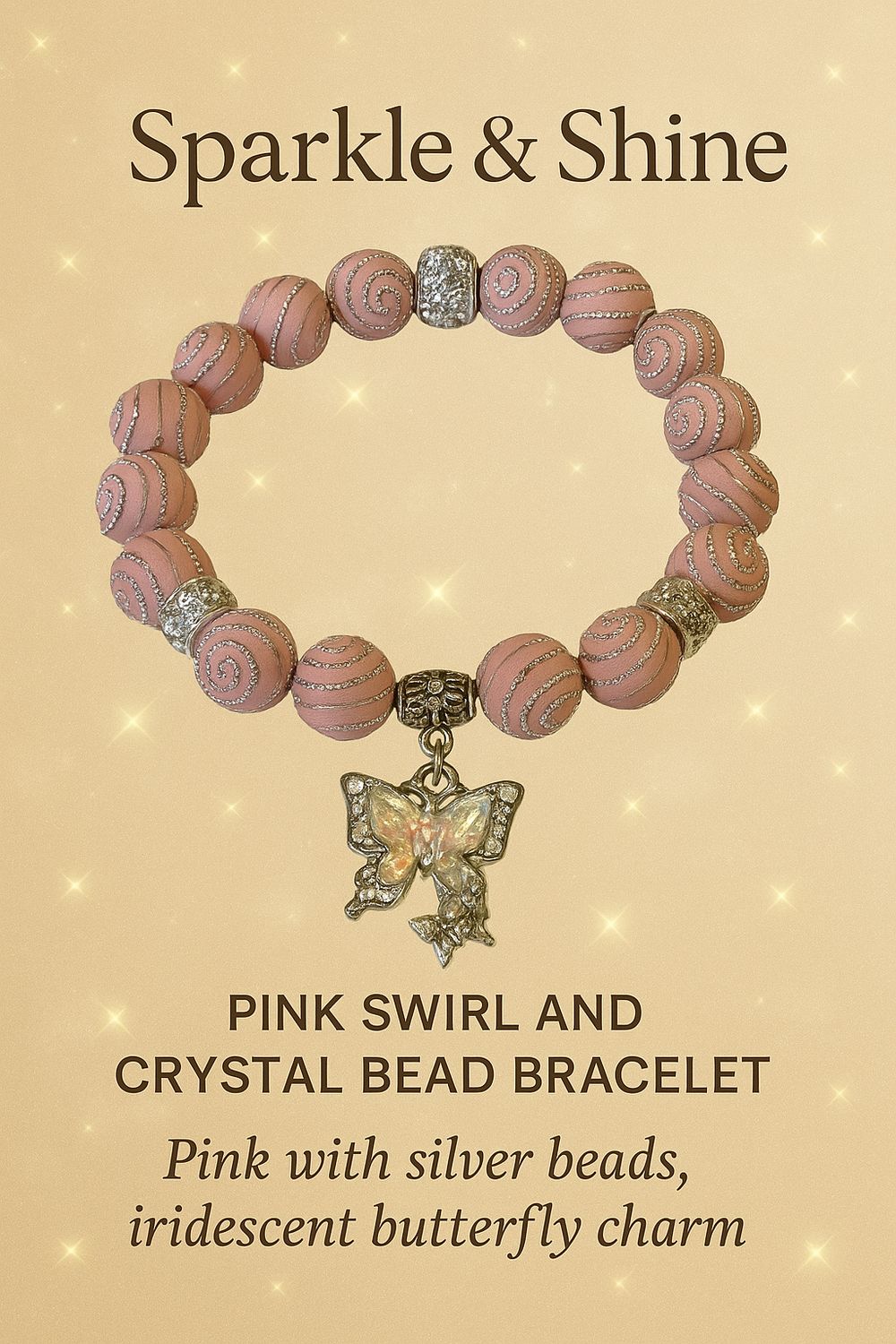 Pink Sparkle Bracelet with Butterfly