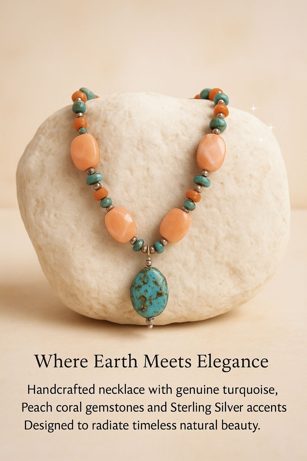 Handcrafted Necklace with Turquoise & Coral