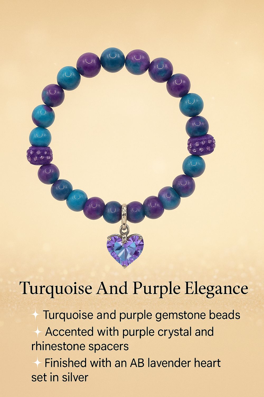 Sparkling Beaded Bracelet with Heart Pendant