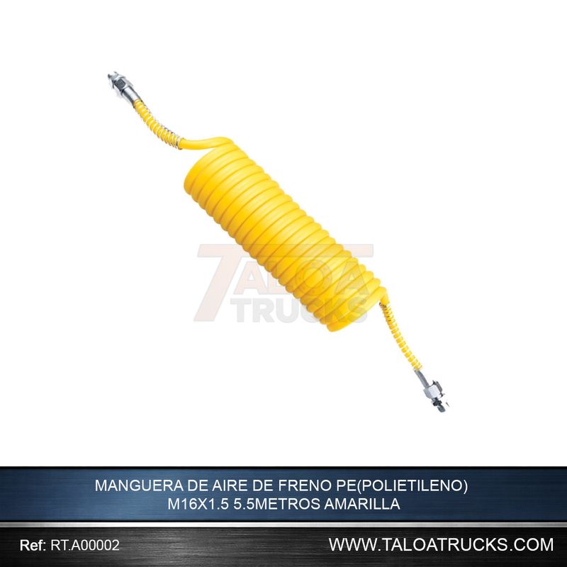 MANGUERA DE AIRE DE FRENO PE(POLIETILENO) M16X1.5 5.5 METROS AMARILLA