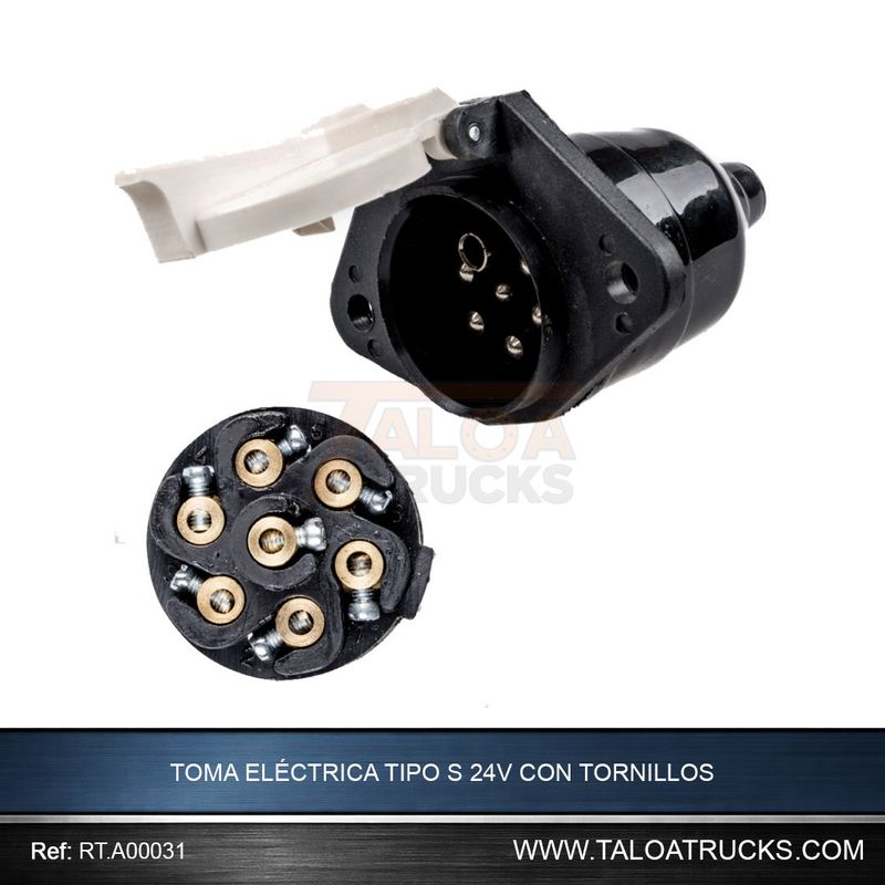 TOMA ELÉCTRICA TIPO S 24V CON TORNILLOS