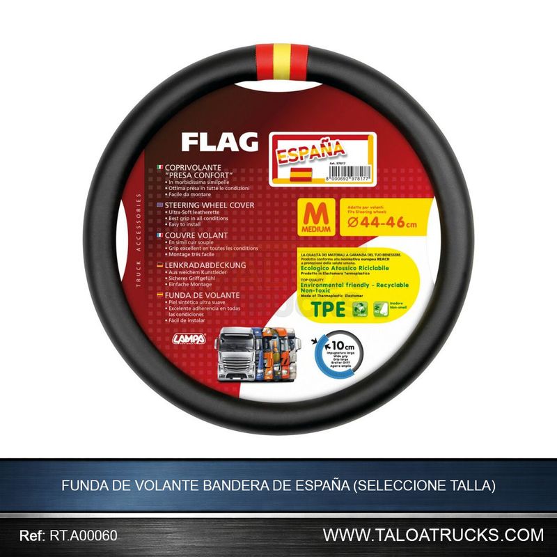 FUNDA DE VOLANTE BANDERA DE ESPAÑA (SELECCIONE TALLA)