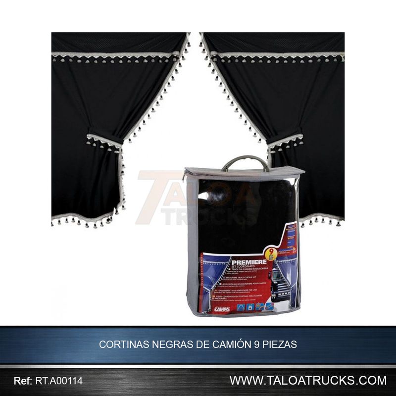 CORTINAS NEGRAS DE CAMIÓN 9 PIEZAS