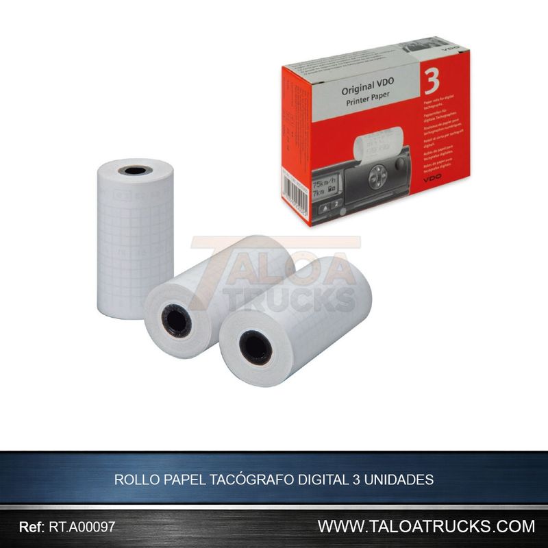 ROLLO PAPEL TACÓGRAFO DIGITAL 3 UNIDADES