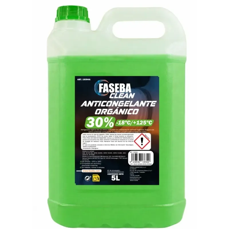 ANTICONGELANTE ORGÁNICO 30% VERDE(GARRAFA 5 LITROS)