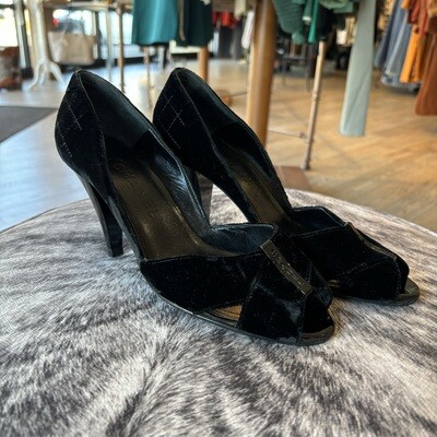 Chanel Black Peep Toe Heels
