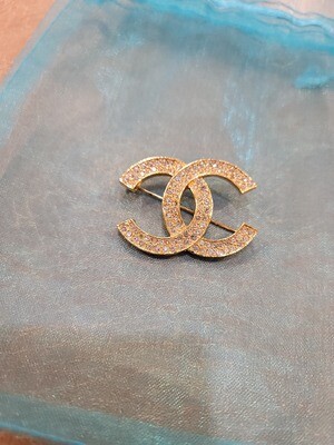 Chanel Coco Logo CC Gold Brooch Pin