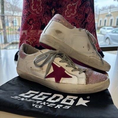 Golden Goose Pink and White Sneakers