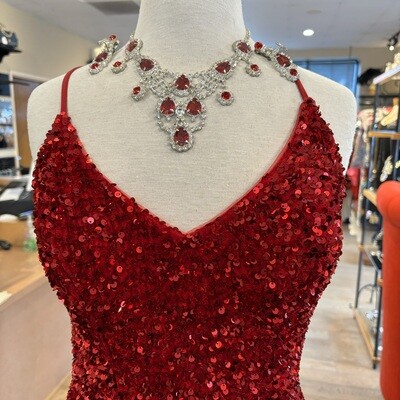 Venlian Red Sequin Prom Dress