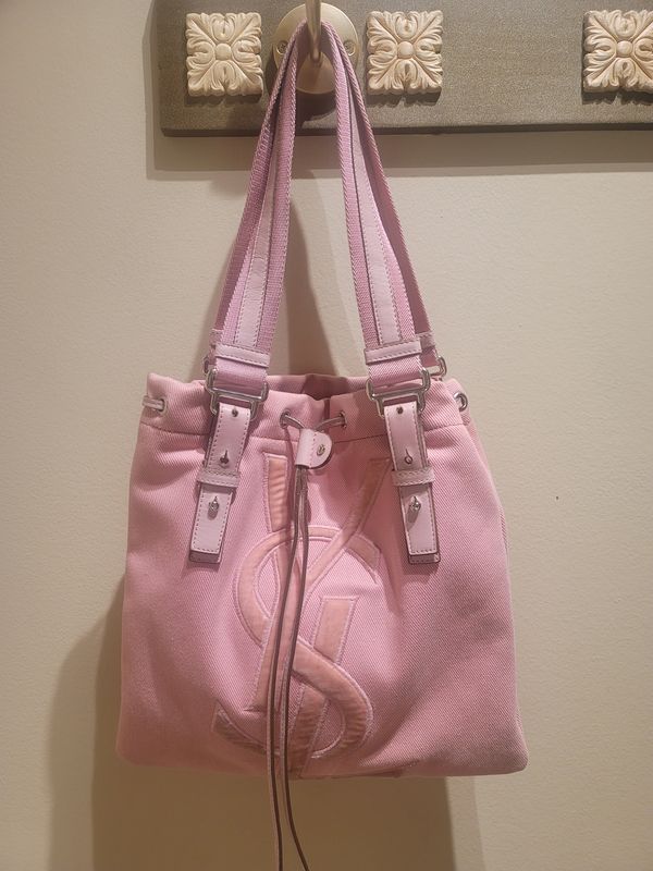 YSL Pink Canvas Drawstring Kahala Handbag YSL Pink Canvas Drawstring Kahala Handbag