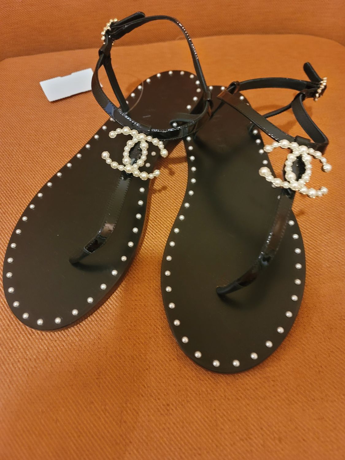 Chanel Pearl Embellished Thong Sandals