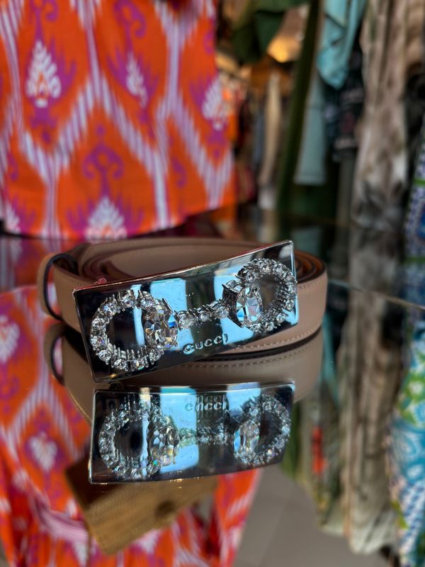 Gucci Crystal Horsebit Belt 38"