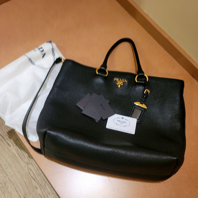 Prada Pebble Leather Large Handbag