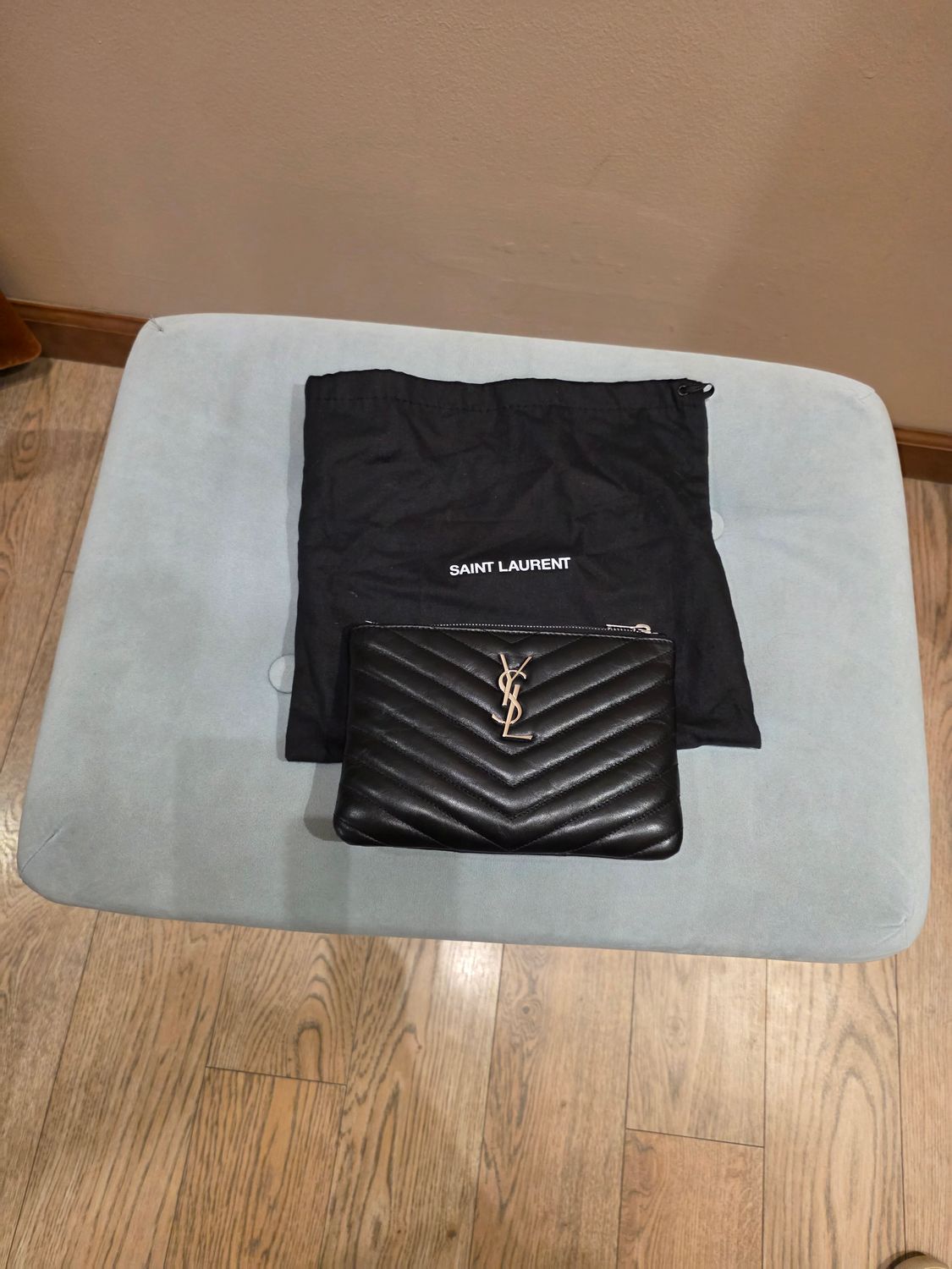 YSL Top Zip Chevron Pouch