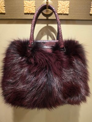 Prada Python and Fox Fur Violet Borsa Handbag