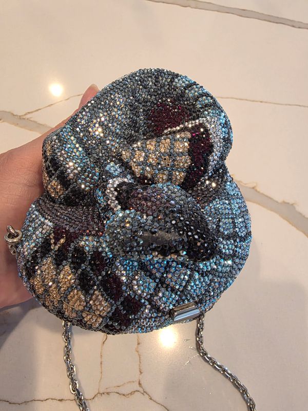 Judith Leiber Rare Coiled Serpent Crystal Minaudiere Judith Leiber Rare Coiled Serpent Crystal Minaudiere