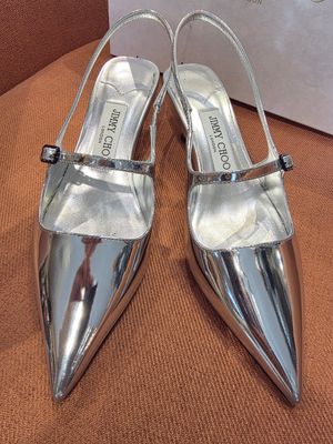 Jimmy Choo Liquid Metal Leather Slingback 36.5