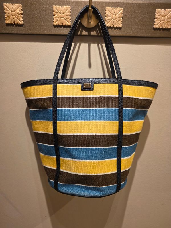 Dolce & Gabbana Striped Canvas Tote Bag Dolce & Gabbana Striped Canvas Tote Bag