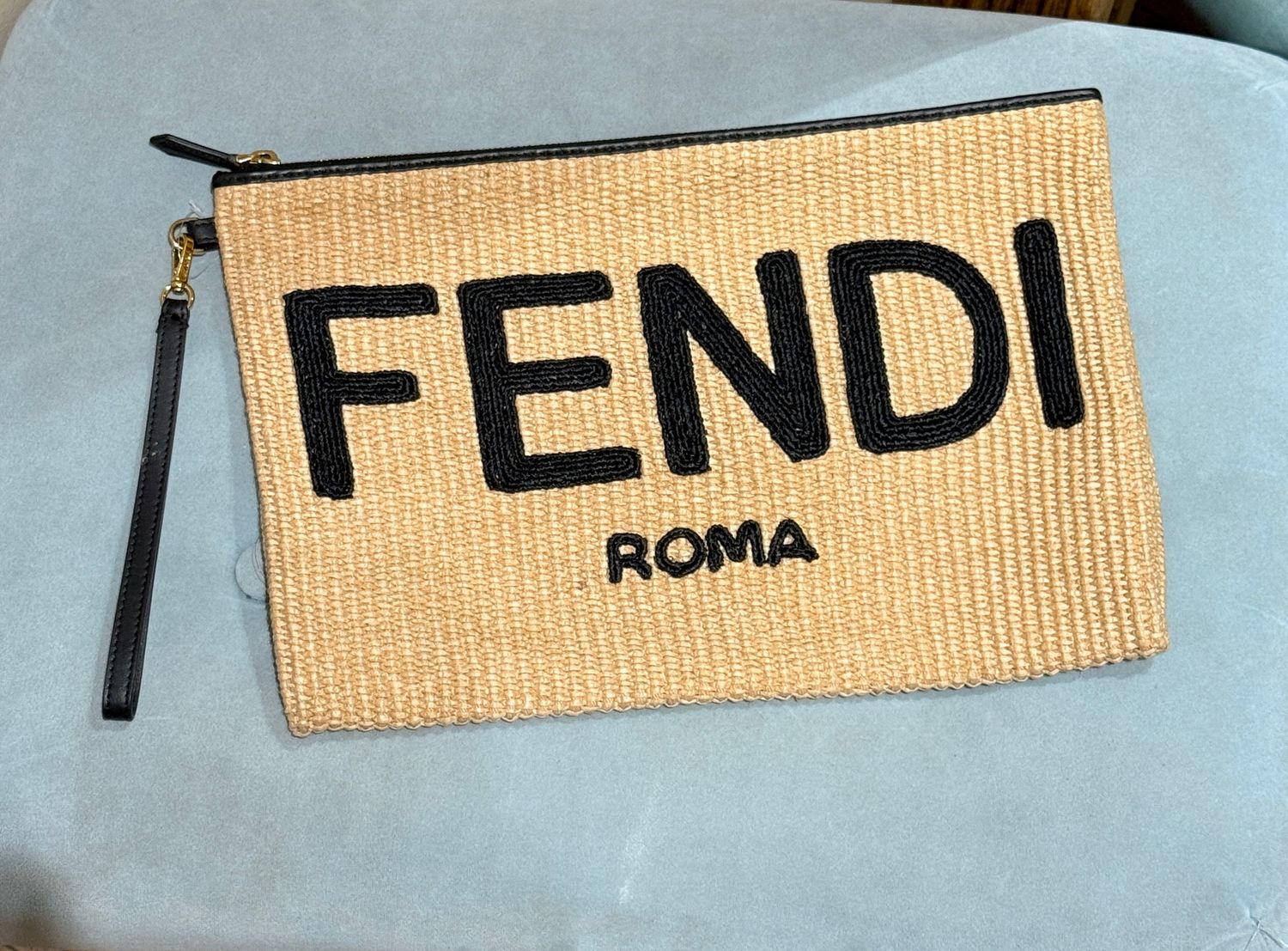 Fendi Raffia Wristlet