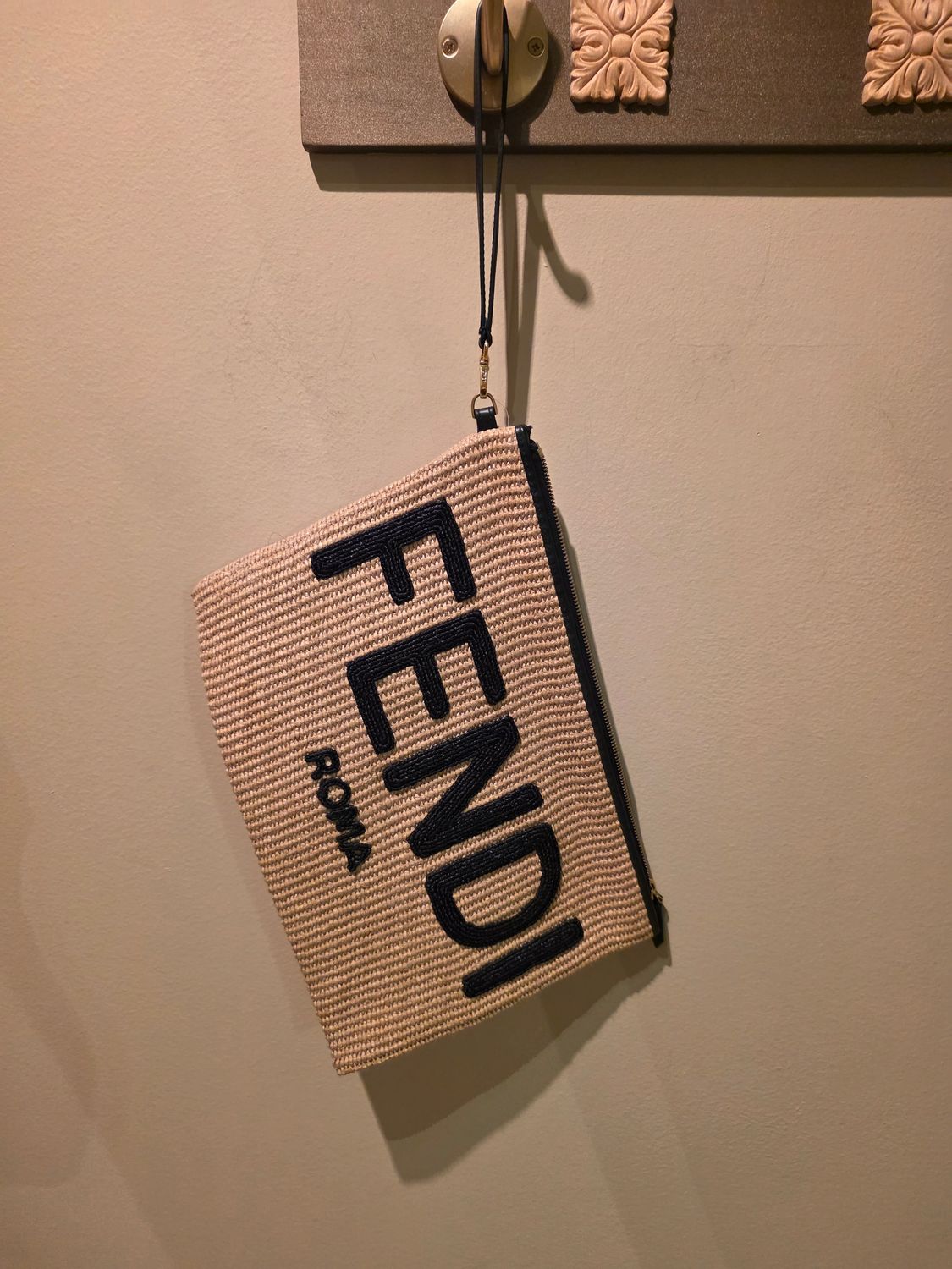 Fendi Rafia Wristlet Pouch