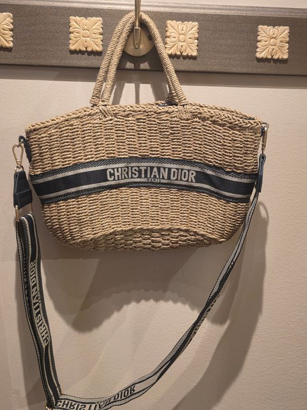Christian Dior Oblique Jacquard Wicker Basket Bag