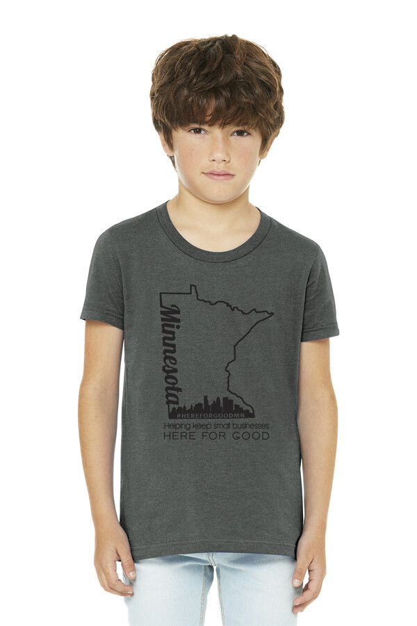 Here For Good Minnesota Soft Youth T-Shirt #HEREFORGOODMN, Shirt Size: Youth Large, Shirt Color: Deep Heather