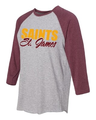 St. James Saints Baseball Fine Jersey 3/4 Sleeve - Men's / Women's / Youth