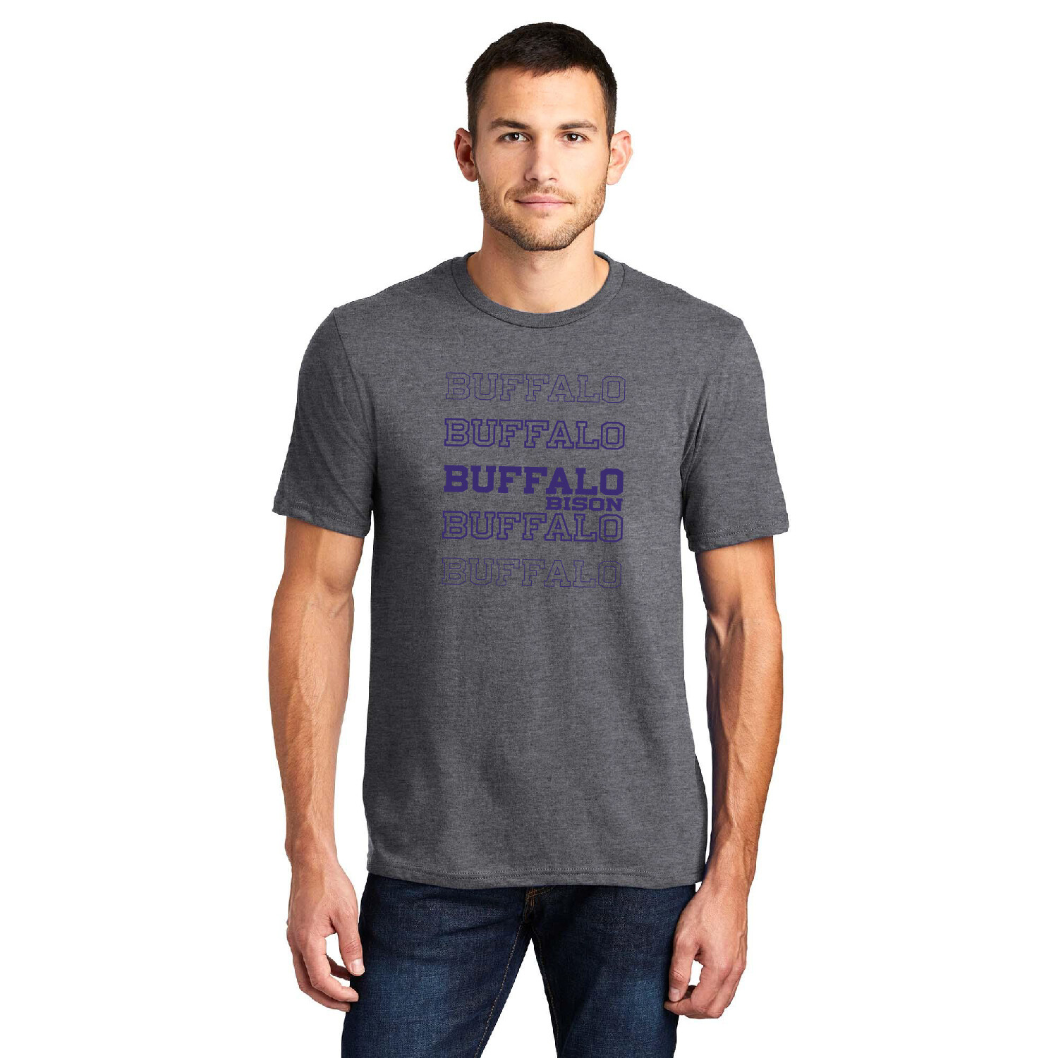 Buffalo Bison Fade Super-Soft District Adult T-Shirt - Grey Frost or White