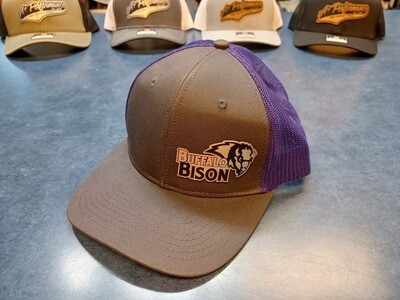 Buffalo Bison Patch Trucker Cap - Port Authority - Snap-Back - Steel Grey / Purple