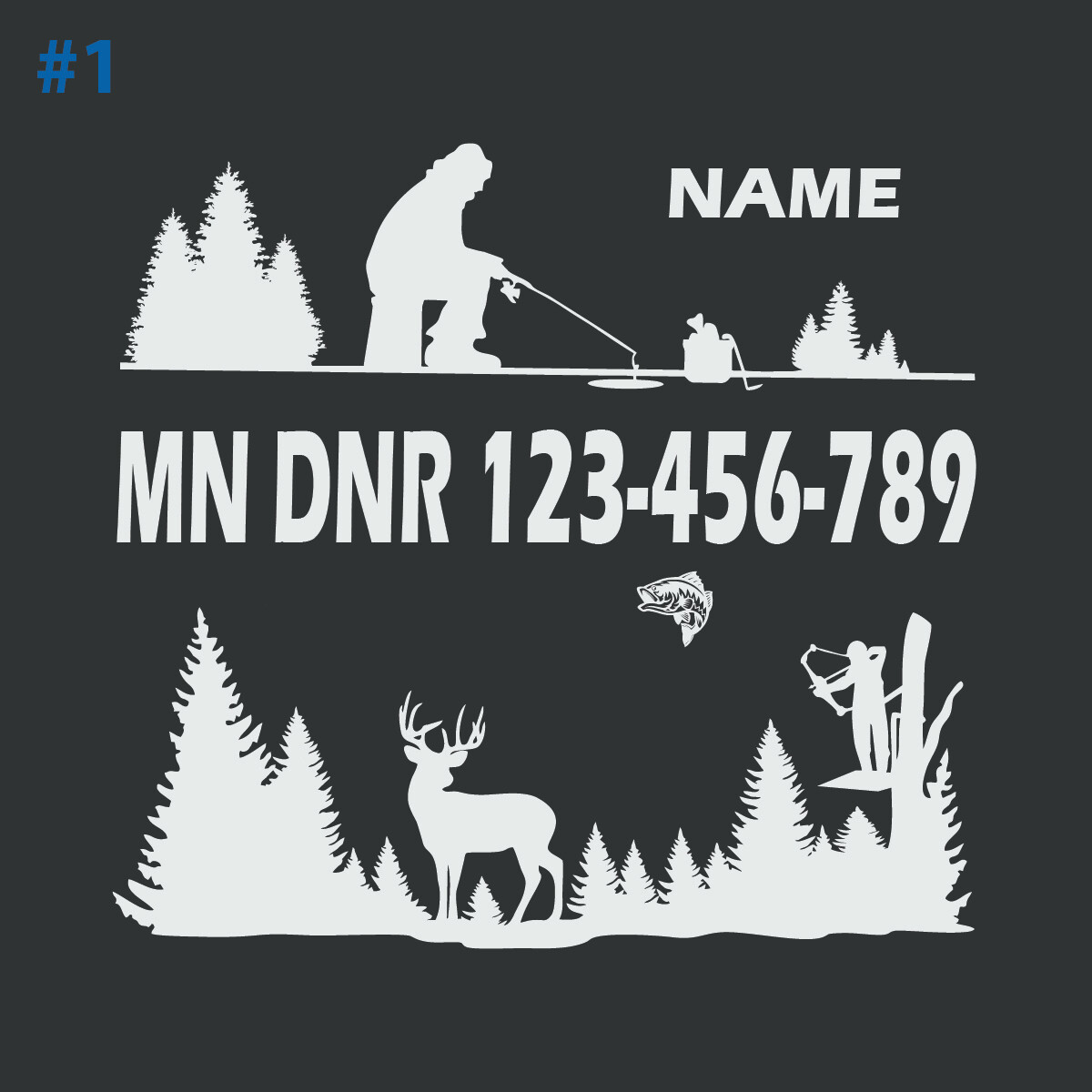 Fish House RV Glamper DNR Registration Custom Decal #01 (1-Color)