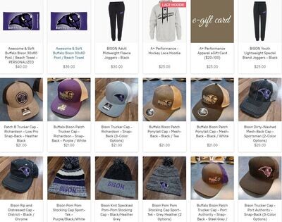 All Buffalo Bison Caps, Pants, Towels, Hoodies & Tees - CLICK HERE