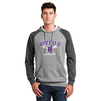 Buffalo Lacrosse District Lightweight Fleece Raglan Hoodie - DT196 - Heathered Grey/Heathered Charcoal
