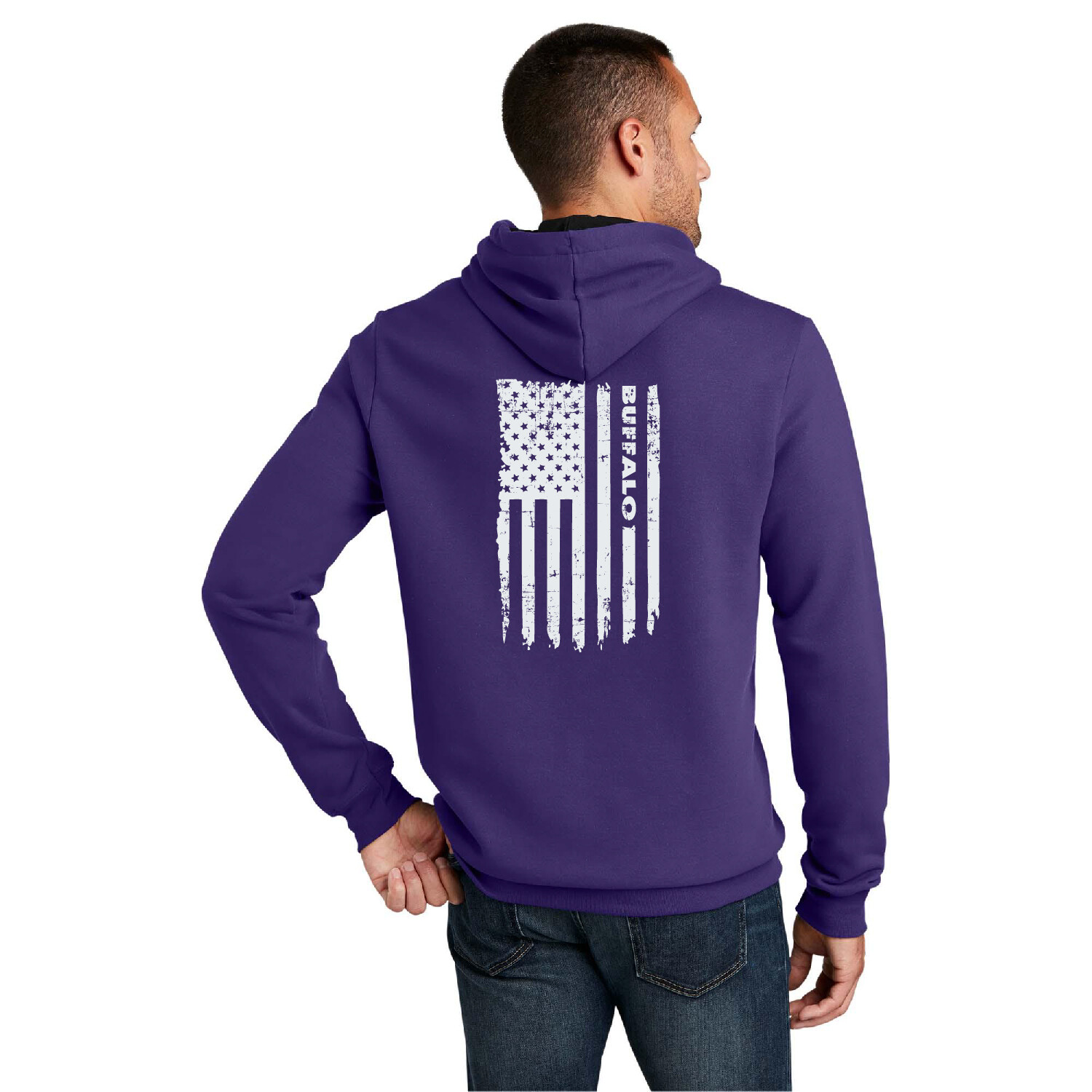 Buffalo Distressed Flag District  The Concert Fleece  Hoodie - DT810 - Purple