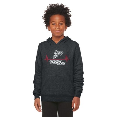 Snow Riders Heartbeat BELLA+CANVAS Youth Sponge Fleece Pullover Hoodie - 3719Y - Dark Grey Heather