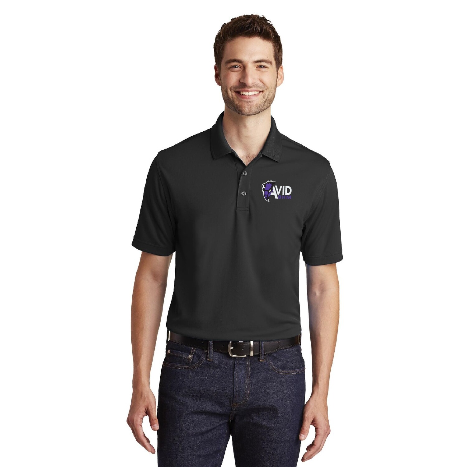 BHM Bison AVID Port Authority Dry Zone UV Micro-Mesh Polo - K110 - Deep Black