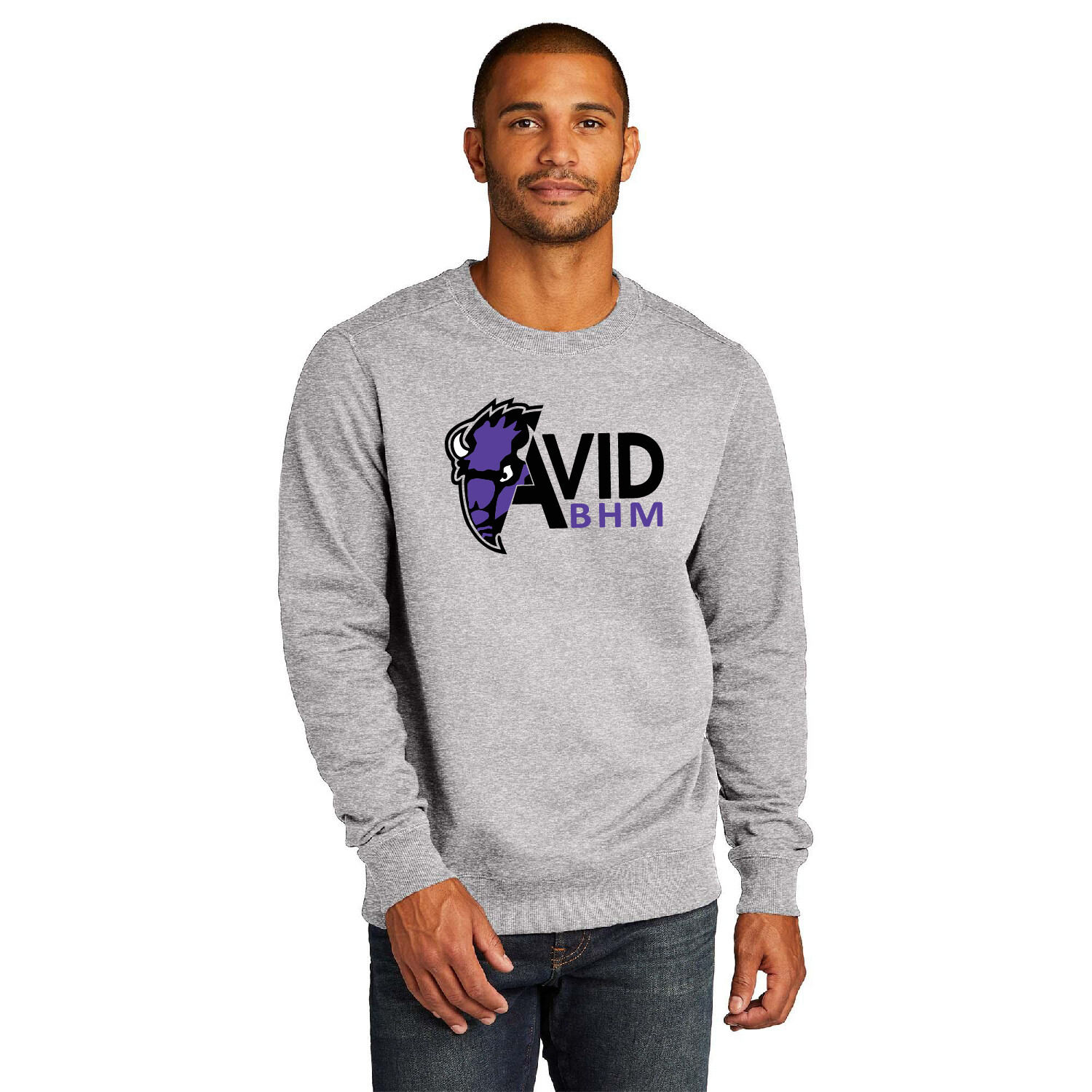 BHM Bison AVID District Re-Fleece Crew - DT8104 - Light Heather Grey